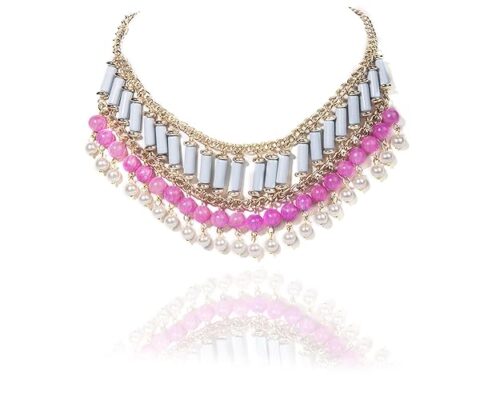 Gempro Genuine Jade Gemstone and Pearl Bar Gold Plated Choker Necklace for Women