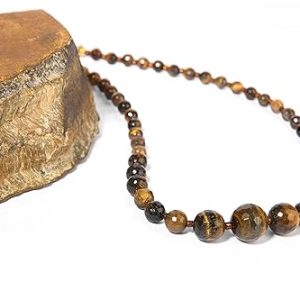 Gempro Gemstones Certified Brown Tigers Eye Graduated Necklace for Women and Girls