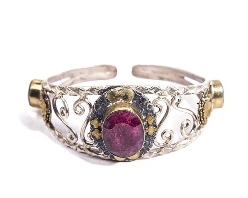 Gempro 925 Silver Hallmark Certified Ruby Gemstones Dual Tone Royal Bracelet for Women - Image 4