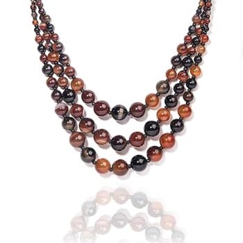 Gempro Genuine Red Agate Gemstone Beads Multi Layer Graduated Necklace for Women