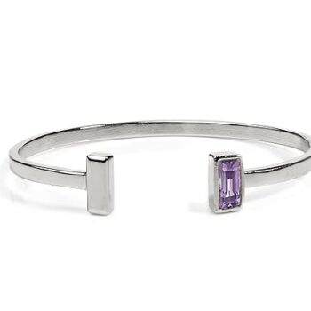 Gempro Certified Amethyst Rhodium Plated Anchor Bracelet for Men