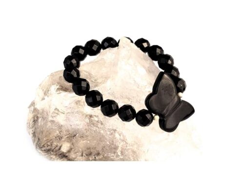 Gempro Genuine Onyx Gemstones Butterfly Charm Bracelet for Women - Image 2
