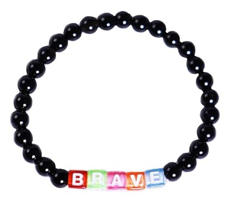 Gempro Handcrafted Black Onyx Bracelet with Courageous Alphabets for Men and Women - Unisex Jewelry with Natural Energy, Wristlet with Strength and Boldness.