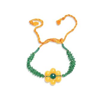 Gempro Genuine Round Yellow Jade Gemstone Rakhi For Brother Bracelet Rakhi Rakshabandhan Gift For Bhaiya