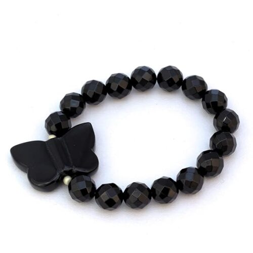 Gempro Genuine Onyx Gemstones Butterfly Charm Bracelet for Women