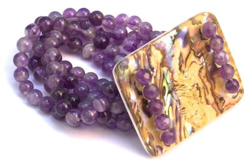 Gempro Natural Amethyst Gemstone 6 Layers Designer Bracelet for Women