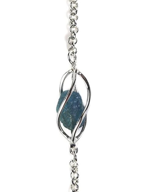 Gempro Certified Raw Apatite Gemstone Cage Bracelet for Women - Image 3