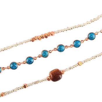 Gempro Gemstones Jewelry Genuine Brown Sunstone Copper Plated Designer Layered Bracelet For Women and Girls