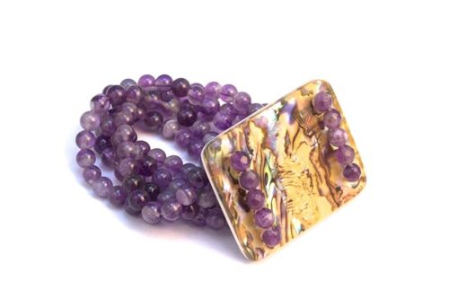 Gempro Natural Amethyst Gemstone 6 Layers Designer Bracelet for Women - Image 2