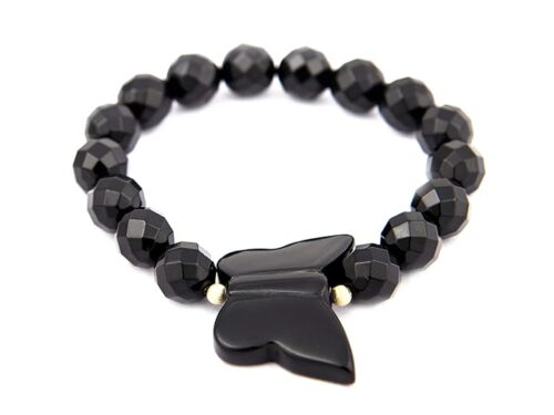 Gempro Genuine Onyx Gemstones Butterfly Charm Bracelet for Women - Image 3