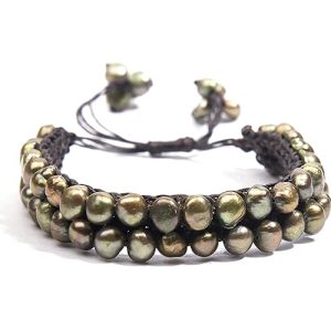Gempro Genuine Green Fresh Water Pearl Tribal Bracelet for Women