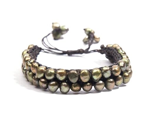 Gempro Genuine Green Fresh Water Pearl Tribal Bracelet for Women