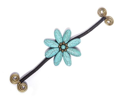 Gempro Genuine Turq Howlite Gemstone Flower Tribal Bracelet for Women - Image 4