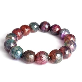 Gempro Genuine Fire Crackled Agate Gemstone Monk Stretch Bracelet Unisex