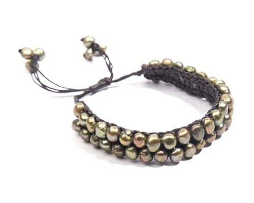 Gempro Genuine Green Fresh Water Pearl Tribal Bracelet for Women - Image 4