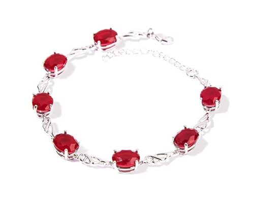 Gempro Gemstones Jewelry Genuine Red Quartz Stylish Stationed Bracelet for Women and Girls - Image 2