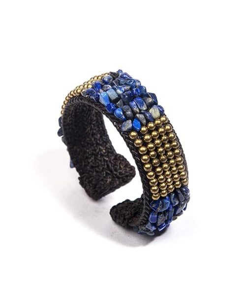 Gempro Genuine Blue Lapis Lazuli Gemstone Tribal Cuff Bracelet for Women - Image 4