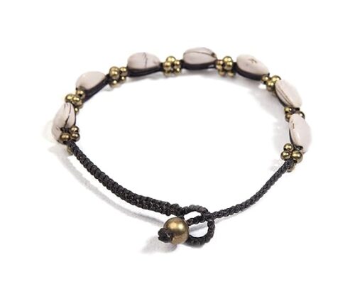 Gempro Genuine White Howlite Gemstone Golden Heart Tribal Cord Bracelet for Women - Image 4