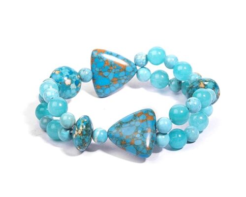 Gempro Natural Turquoise (Firoza) Gemstone Trendy Layer Bracelet for Women (Free Size) - Image 2