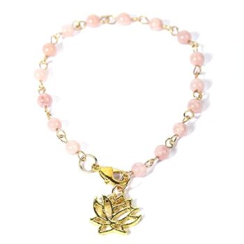 Gempro Gemstones Jewelry Genuine Peach Jade Charm Bracelet for Women and Girls