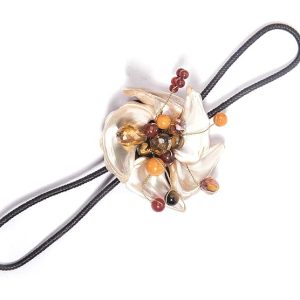 Gempro Genuine Carnelian Jade Gemstone Crystal Shell Tribal Flower Bracelet for Women