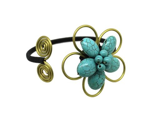 Gempro Natural Turquoise Gemstone Flower Designer Bracelet for Women