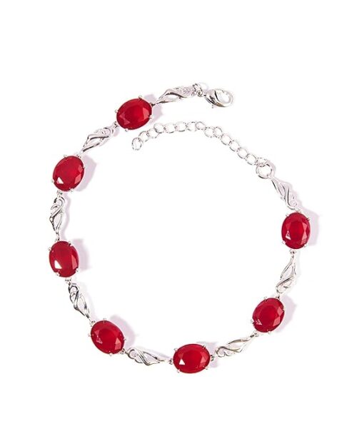 Gempro Gemstones Jewelry Genuine Red Quartz Stylish Stationed Bracelet for Women and Girls