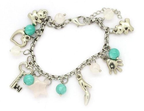 Gempro Perfect Valentine Gift Genuine Rose Quartz and Jade Gemstone Jolly Charm Bracelet for Women - Image 2