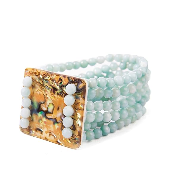Gempro Genuine Export Quality Amazonite Gemstone 6 Layered Designer Bracelet for Women - Image 7