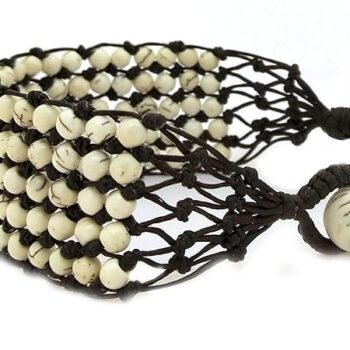 Gempro Gems Jewelry Genuine White Turquoise Gemstones Bunch of Beads Designer Fashion Bracelet for Women