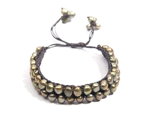 Gempro Genuine Green Fresh Water Pearl Tribal Bracelet for Women - Image 5