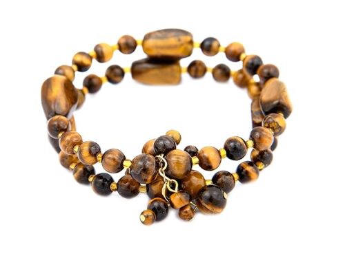 Gempro Certified Natural Tiger's Eye Gemstones Unisex Stretch Bracelet