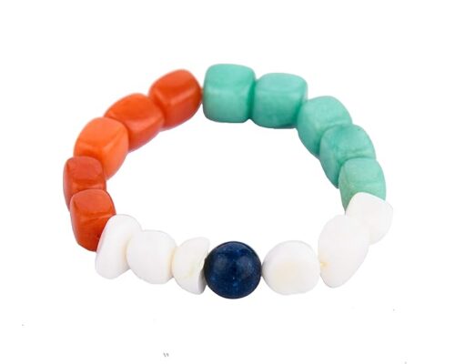 Gempro Genuine Tri Color Jade Independence Day Special Bracelet Earrings Combo for Gifting - Image 2
