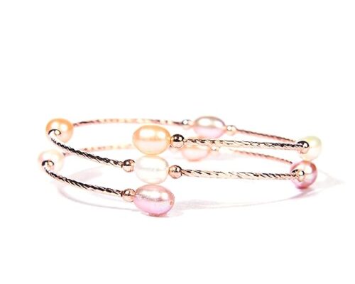 Gempro Genuine Fresh Water Pearl Peach Stationed Bracelet For Women - Image 2