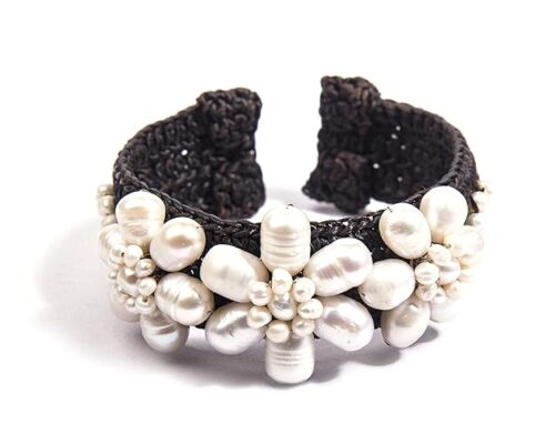 Gempro Genuine White Fresh Water Pearl Flower Bracelet for Women
