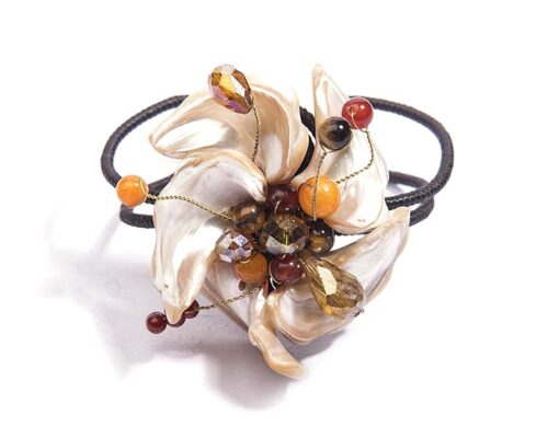 Gempro Genuine Carnelian Jade Gemstone Crystal Shell Tribal Flower Bracelet for Women - Image 3