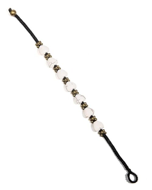Gempro Genuine White Howlite Gemstone Golden Heart Tribal Cord Bracelet for Women - Image 6