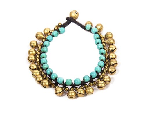Gempro Gems Jewelry Genuine Turquoise Beads with Bells Designer Fashion Gemstones Bracelet for Women - Image 2