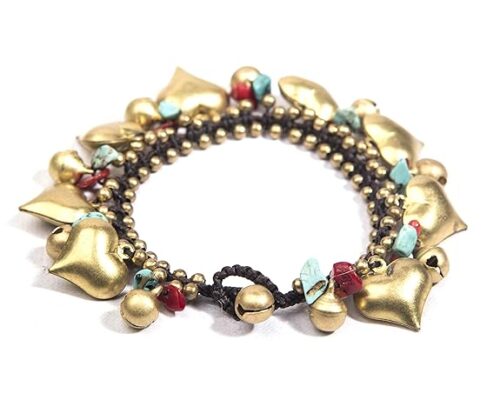 Gempro Heart Charm Golden Tribal Bracelet for Women - Image 3