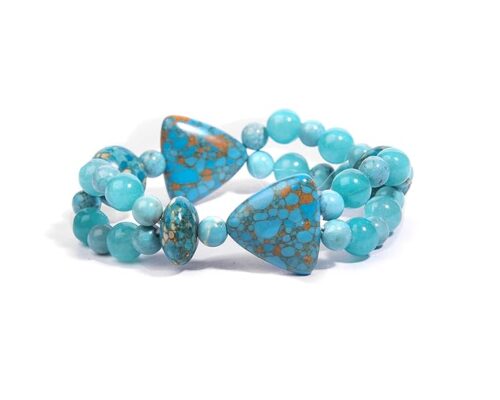 Gempro Natural Turquoise (Firoza) Gemstone Trendy Layer Bracelet for Women (Free Size) - Image 5