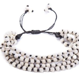 Gempro Genuine Howlite Gemstones Tribal Adjustable Bracelet for Women