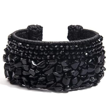 Gempro Genuine Onyx Gemstone Statement Bracelet Women