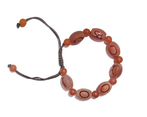 Gempro Genuine Carnelian Gemstone Monks Holy Chant Engraved Lucky Knot Bracelet Unisex, Orange - Image 4