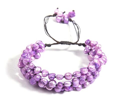 Gempro Genuine Pink Fresh Water Pearl Tribal Adjustable Bracelet for Women - Image 2