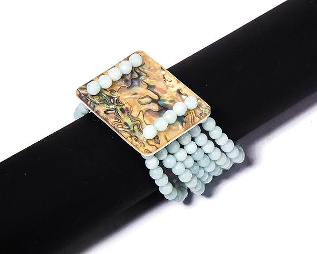 Gempro Genuine Export Quality Amazonite Gemstone 6 Layered Designer Bracelet for Women - Image 6