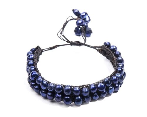 Gempro Genuine Blue Fresh Water Pearl Tribal Bracelet for Women - Image 2