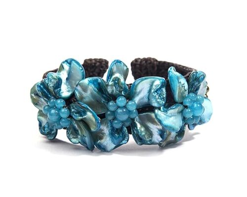 Gempro Genuine Shell Pearl Flower Statement Bracelet Women - Image 2