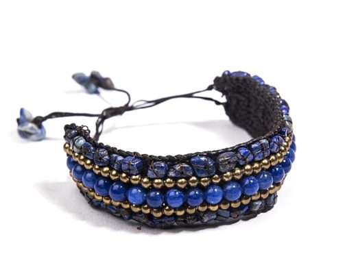 Gempro Genuine Lapis Lazuli Gemstones Tribal Adjustable Bracelet for Women - Image 4