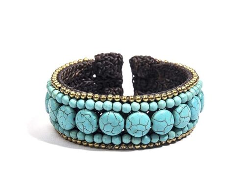 Gempro Genuine Howlite Gemstones Tribal Cuff Bracelet for Women - Image 2