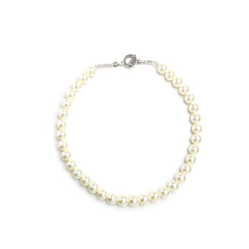 Gempro Gemstone Fresh Water Pearl Necklace with Silver Fancy Toggle Clasp